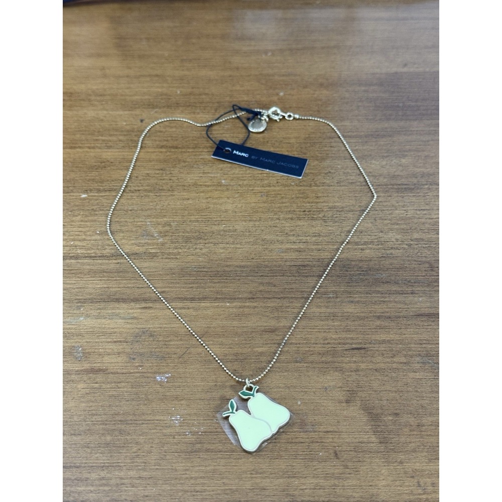 Marc By Marc Jacobs Pear Pendant Necklace Fruit Watch Clock Charm Enamel Chain